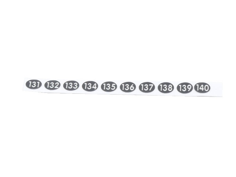 Stift-Aufklebenummern 131, 132, 133, 134, 135, 136, 137, 138, 139, 140 für Kellnerstifte