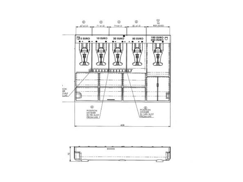 Einsatz, 8 Münz- und 5 Notenfächer für Layflat Slimline 3000-0027, 3000-0036 und 3000-0184