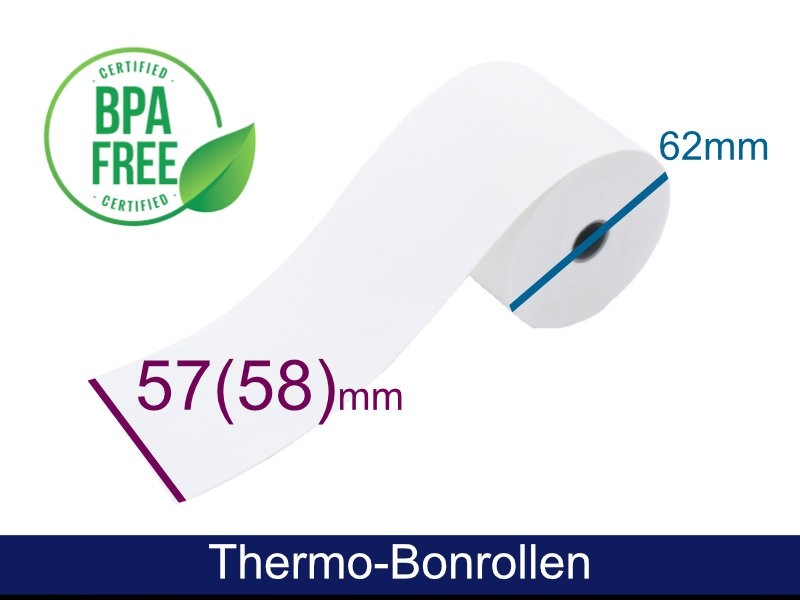 Thermorolle - 57(58) 62 12 (B/D(max.)/K) weiss, 55g, 50m