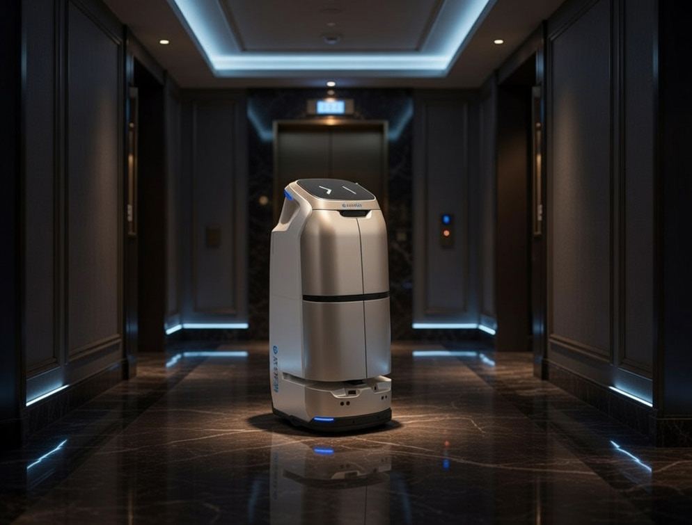 Lieferroboter im Hotelflur