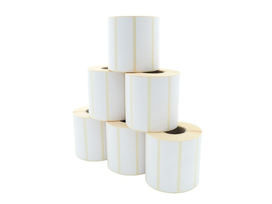 Etikettenrolle - Thermotransfer, 90 x 29mm, D96mm, Kern 40, 1300 Etiketten/Rolle, permanent, **perforiert**, aussen gewickelt, 12 Roolen/VPE