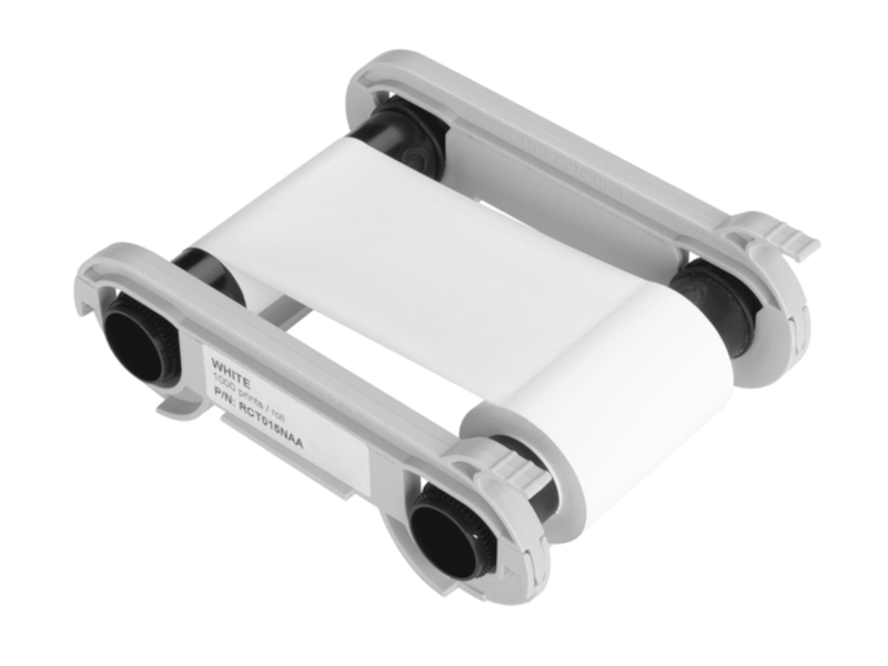Farbband weiß monochrom für Zenius, Edikio und Primacy - 1000 Karten/Rolle