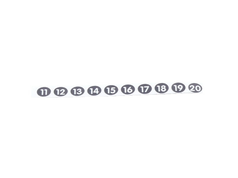 Stift-Aufklebenummern 11, 12, 13, 14, 15, 16, 17, 18, 19, 20 für Kellnerstifte