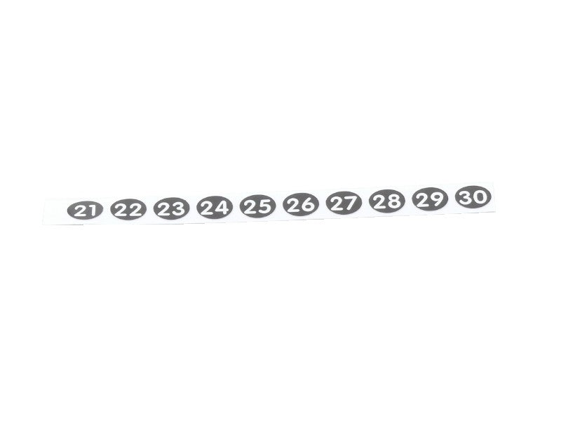 Stift-Aufklebenummern 21, 22, 23, 24, 25, 26, 27, 28, 29, 30 für Kellnerstifte