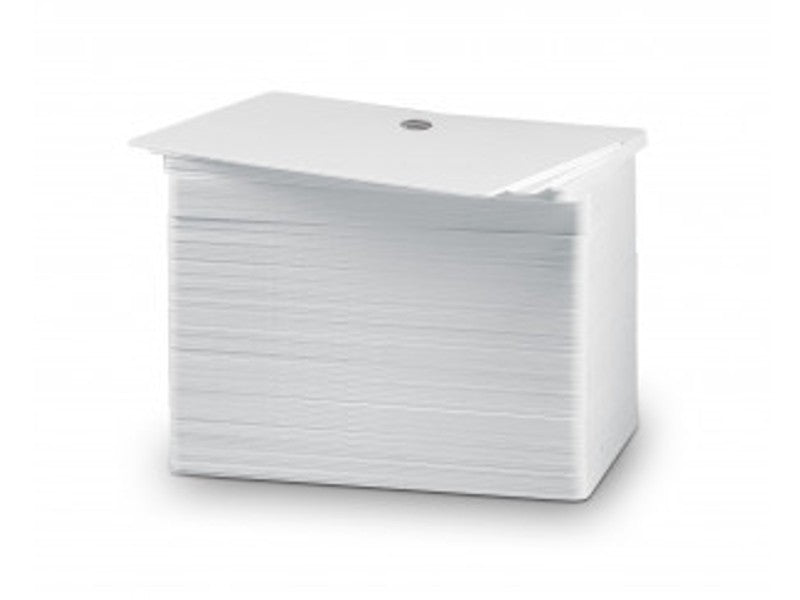 Plastikkarte Premium - 30mil, 0.76mm (blanko), weiss, mit Langloch kurze Seite für Kartendruck ++Abgabe nur als VPE 500ter Pack++