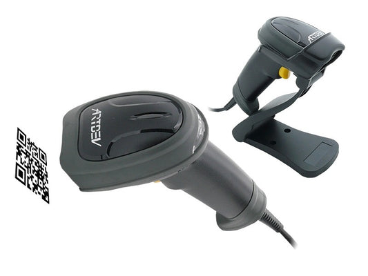 AS-1320 - 2D-Barcodescanner mit USB-Anschluss und Standfuss, schwarz