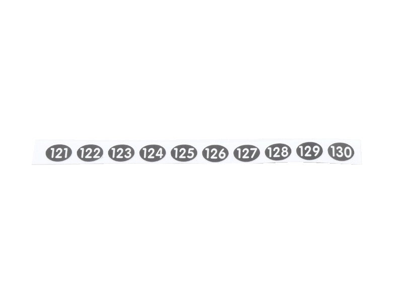 Stift-Aufklebenummern 121, 122, 123, 124, 125, 126, 127, 128, 129, 130 für Kellnerstifte