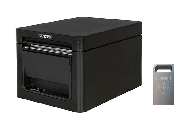 Citizen CT-E351 Bondrucker – thermodirekt, Frontausgabe, 203 dpi, USB + RS232, schwarz ***inkl. Swissbit TSE USB-Stick***