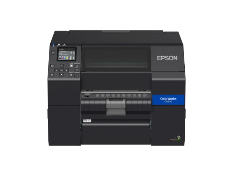 ColorWorks C6500 - Industrieller Farb-Etikettendrucker für Hochglanzmaterial, Abschneider, USB + Ethernet, schwarz