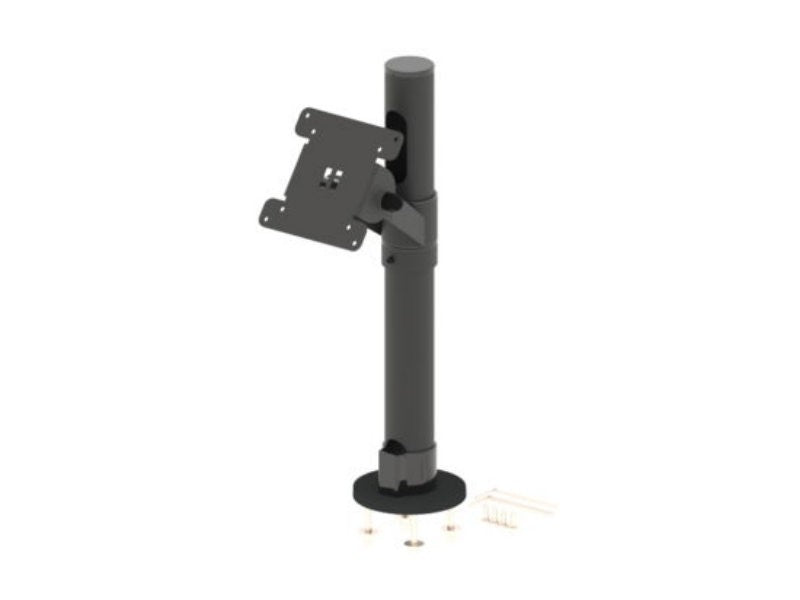 PRE-SET PRS01 - Basisstange + VESA-Seite (Standfuss B45, 400mm, Standardausschnitt, VESA 75/100 V45, abgewinkelte Version, verstellbare Höhe/Winkel),