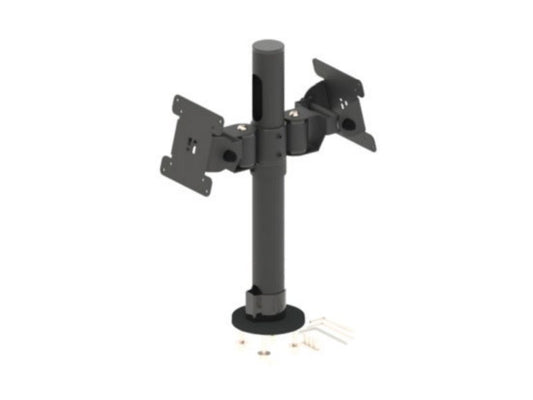 PRE-SET PRS03 - Basisstange + VESA-doppelt (Standfuss B45, 400mm, Standardausschnitt, VESA 75/100 V45, duale Rücken-an-Rücken-Version, höhen- und