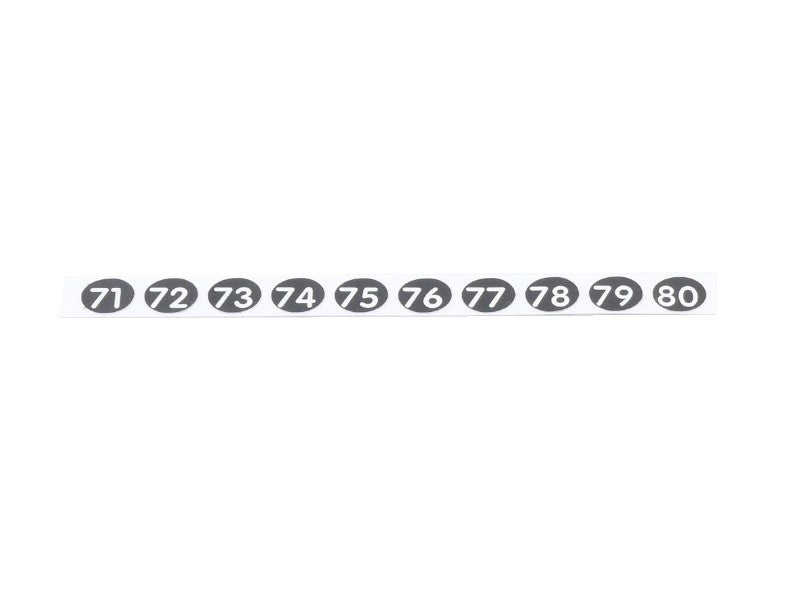 Stift-Aufklebenummern 71, 72, 73, 74, 75, 76, 77, 78, 79, 80 für Kellnerstifte