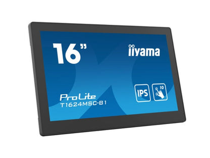 PROLITE T1624MSC-B1 - 15.6" Touchmonitor, PCAP Full HD, 10 Touchpunkte, Media Player, eingebauter Ständer, schwarz