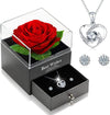 Ewige Echte Rose Mit Herz Halskette Und Ohrringe Aus 925 Sterlingsilber, Infinity Rosen, Schmuck Geschenkbox, Rosenbox Geburtstag, Valentinstag, Hochzeitstag Geschenke Für Sie Freundin Frauen