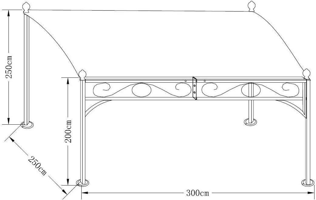 Anbaupavillon Mantova 300X250Cm, Stahlgestell + Dach Wasserdicht Ecru