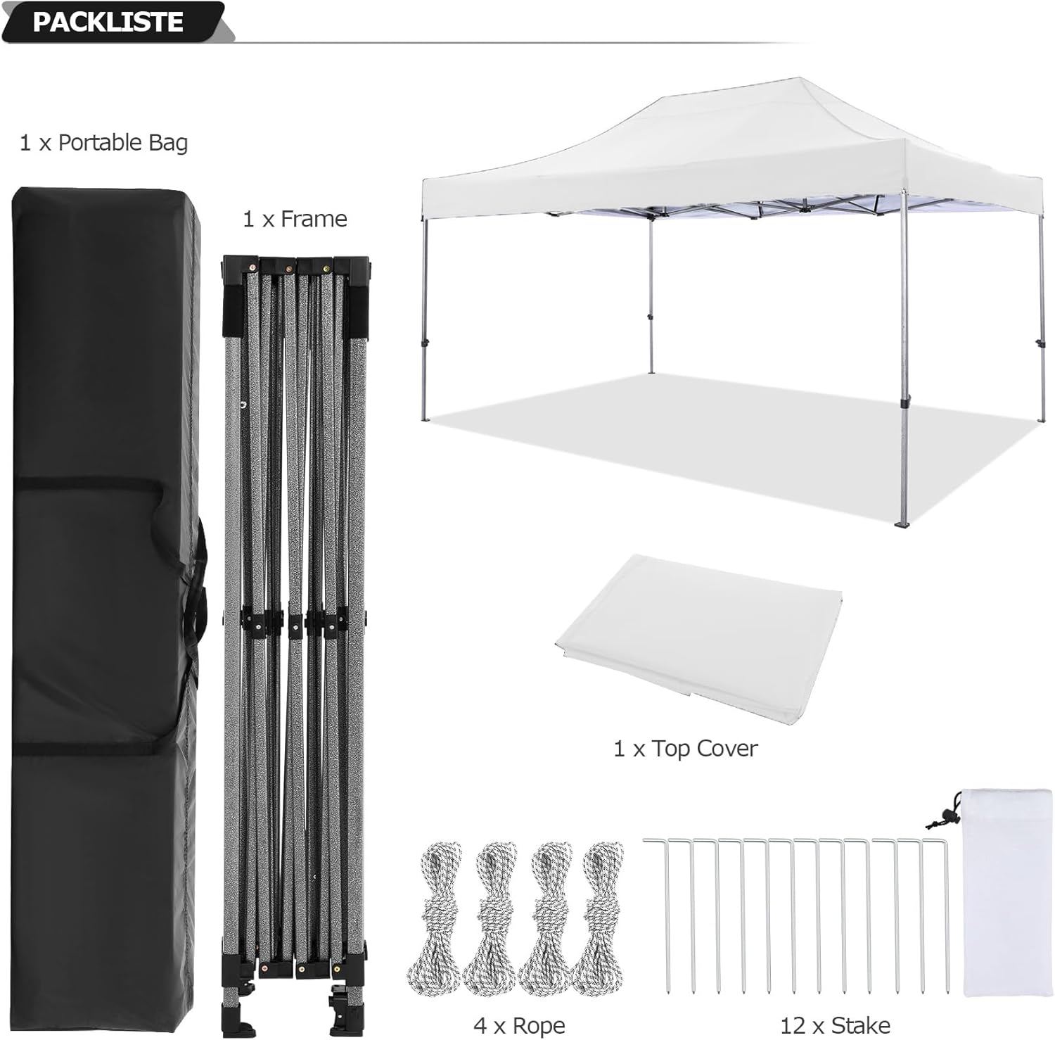 COBIZI Pavillon 3X4,5 Wasserdicht Stabil Winterfest 3.0, Faltpavillon 3X4,5 Gartenpavillon UV Schutz Keine Seitenwande Festival Pavillon, Weiß