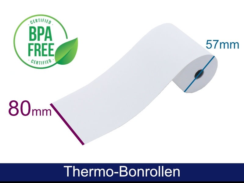 Thermorolle - 80 57 12 (B/D(max.)/K) weiss, 55g, 40m (z. B. für T2 mini)