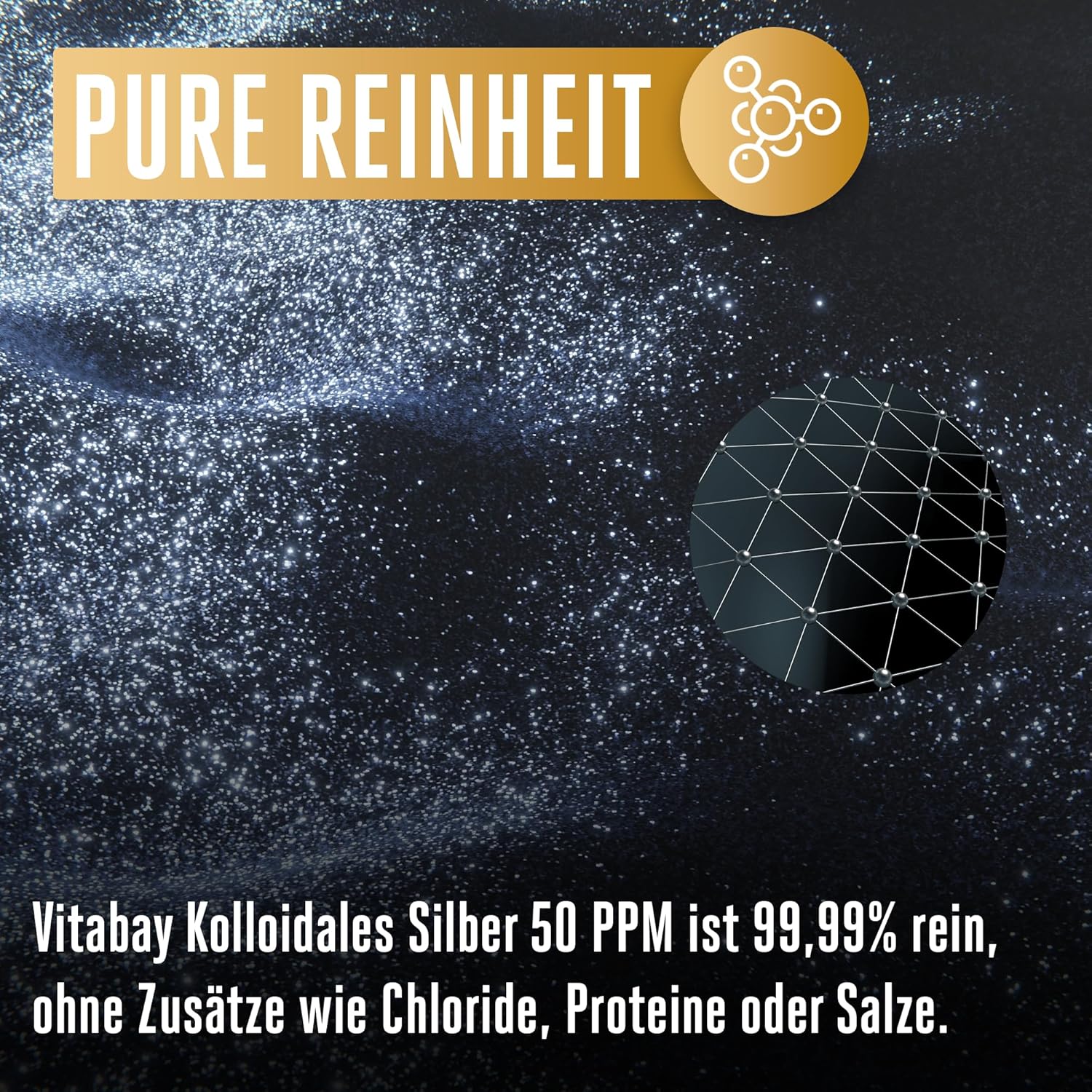 Vitabay Kolloidales Silber 100 PPM - 1000Ml Reineheitsstufe 99,99% - Colloidal Silver Kollodiales-Silber Koloidalessilber - Kolodialesilber Flüssig Kollodiales Silber Silberwasser